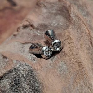 Stainless Steel Ear Plugs with Faceted Stone 4g